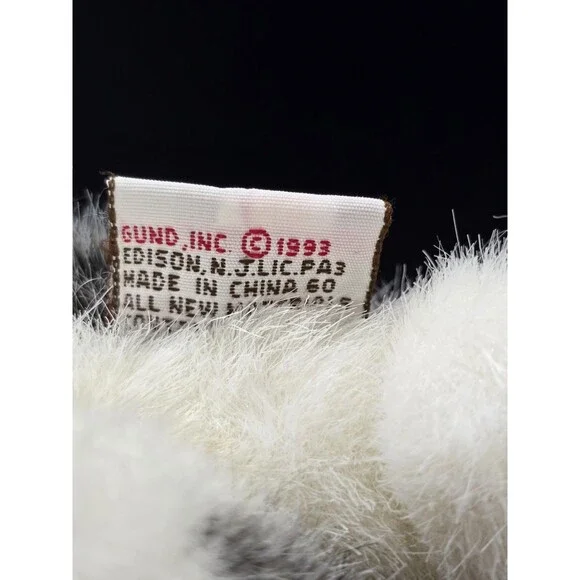 Vtg GUND 1993 Husky w/ Plaid Bow 6” Mini Stuffed Animal Plush Dog W/ Tag Puppy - Picture 9 of 14